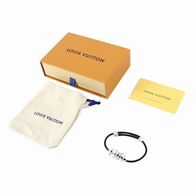 Lv Louis Vuitton Black Classic Iconic Leather Bracelet This thin bracelet is a m