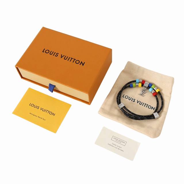 Louis Vuitton Logo Charm - Canvas Bracelet - Unisex Couple's Style - Black! New