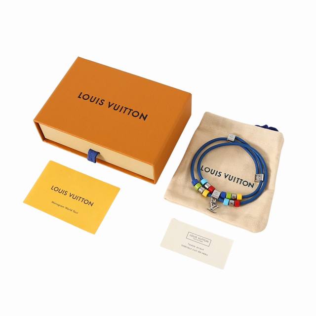 Louis Vuitton logo-titanium bracelet - men's blue - new for the season. Monogram