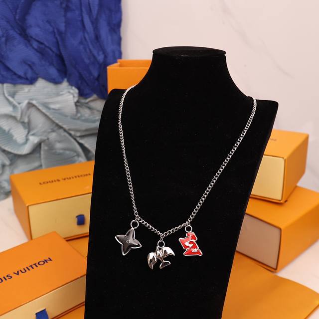 Louis Vuitton Men's Silver Lv Dove Necklace - Code: M00957 - Officially priced a
