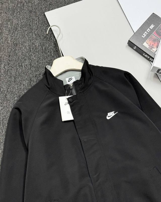 Real shot details Plush Nike Harrington Plush Stand Collar Jacket Loose Coat Men