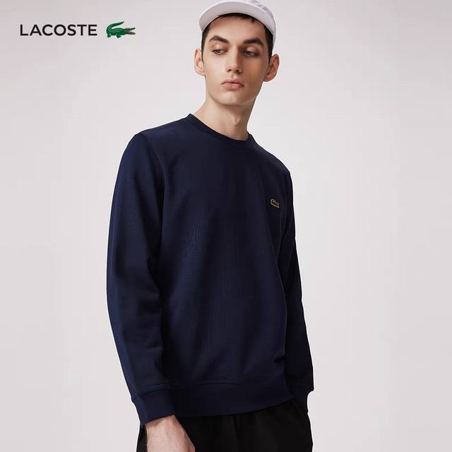 Lacoste French crocodile unisex couple's matching 25th fall solid color crew nec