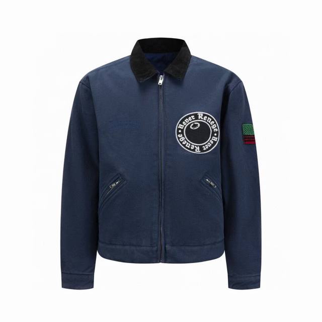 Stussydenim Tears co-branded denim round logo zipper work jacket . Bloggers are