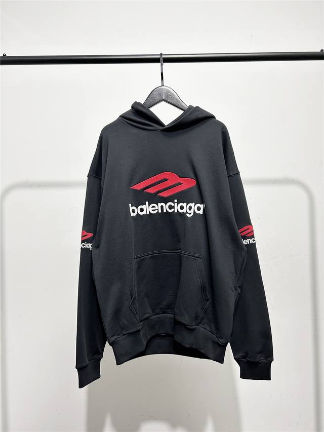 Balenciaga embroidered unisex hooded sweatshirt! Balenciaga's new M embroidered