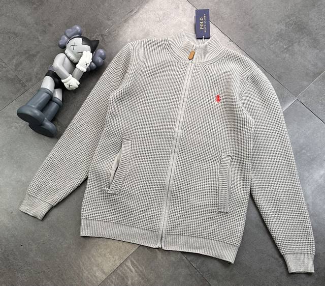 Trendy Ralph Lauren zippered cardigan sweater jacket for men, Korean style, loo