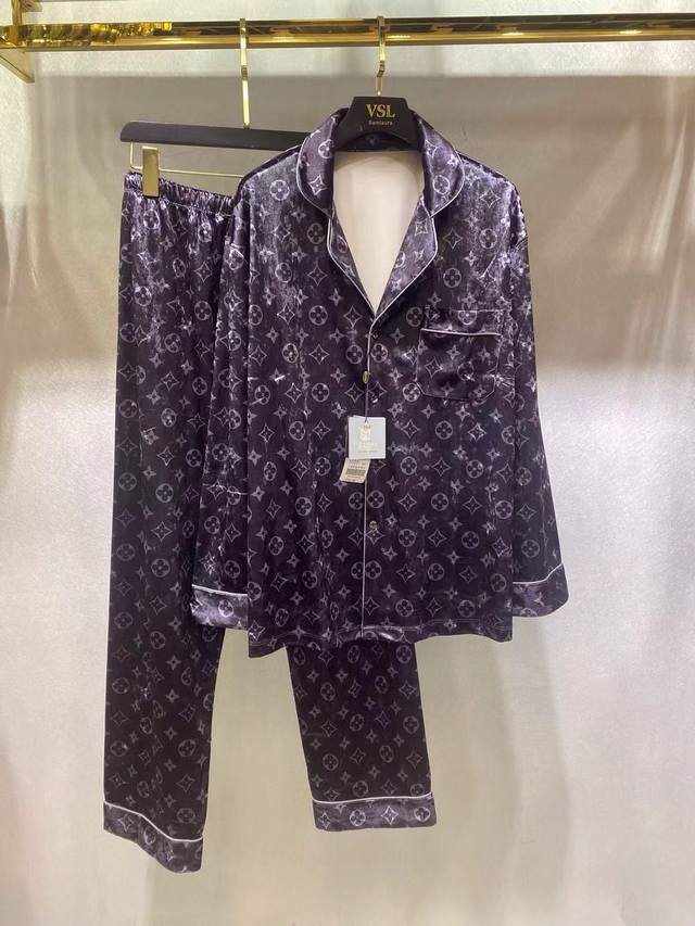 Lv new pajamas long-sleeved trousers men's pajamas casual suit imported velvet f