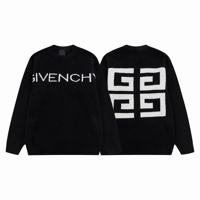 Top version Gvc Givenchy square large embroidery round neck sweaterCustom-woven