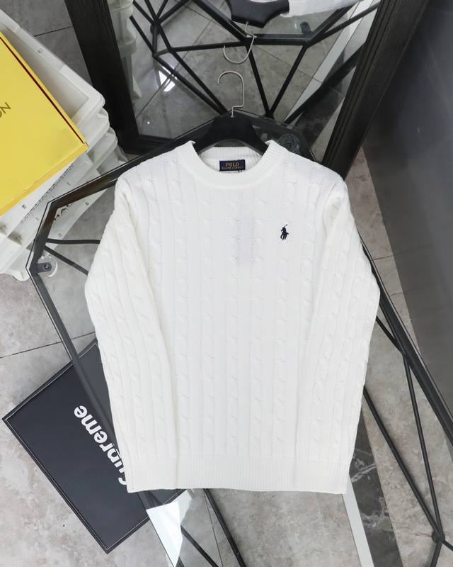 Top version Ralph Lauren wool blend pony embroidered logo cable knit sweaterRalp