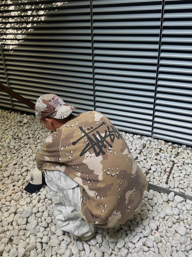 Stussy Autumn Collection Logo Design Raglan Waffle Long Sleeve American Vintage