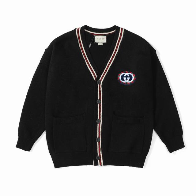 Offers a Gucci embroidered logo knitted cardigan sweater. Washing instructions: