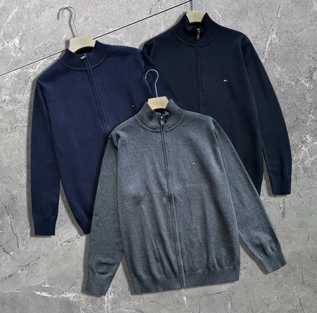 High-quality stand-up collar cardigan. Tommy 24's new autumn/winter men's pure c