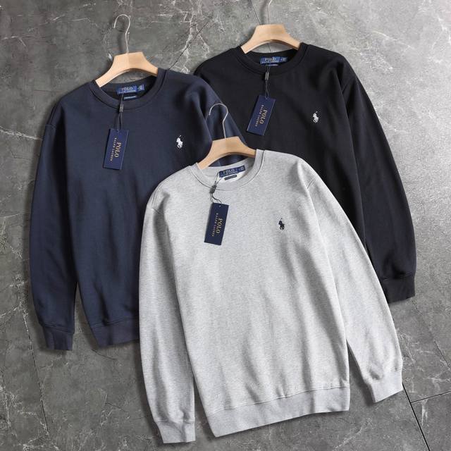 High-quality Ralph Lauren men's classic embroidered crewneck sweatshirt, a versa