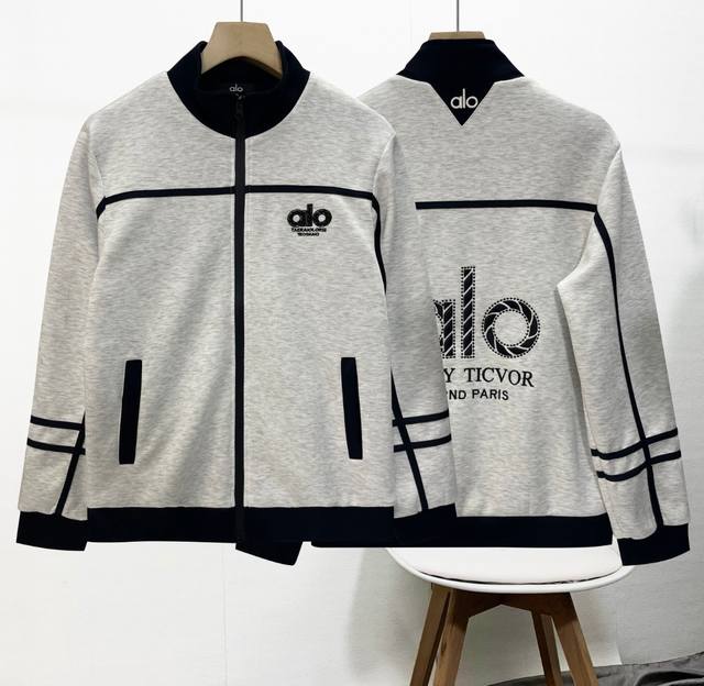 New arrival Alo-New style-embroidered sweatshirt jacket, large logo heavy embro