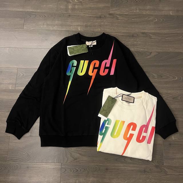 Gucci Classic Color Lightning Bolt Logo Couple's Crewneck Sweatshirt - Extra-Tal