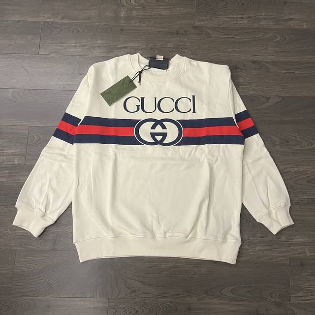 Gucci Red and Blue Web Double G Logo Print Couple's Crewneck Sweatshirt - Extra-