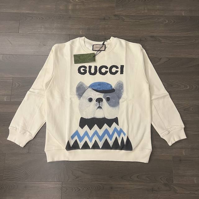 Gucci Cute French Bulldog Print Logo Couple Crewneck Sweatshirt - Extra Tall Ver