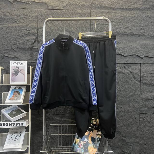 Jacket and pants set. Louis Vuitton classic webbing and lettering patchwork jac