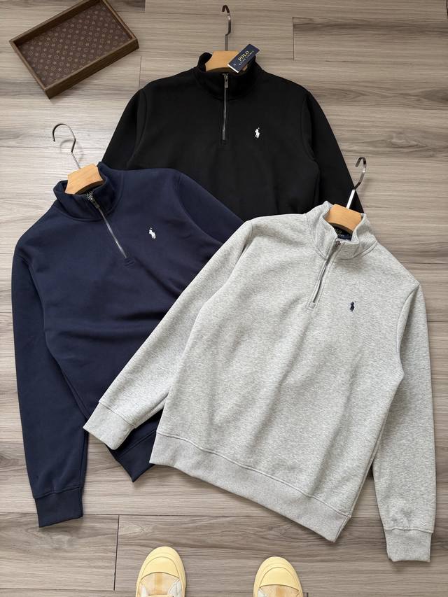 Ralph Lauren | Ralph Lauren tricolor pony logo embroidered half-zip stand-neck s