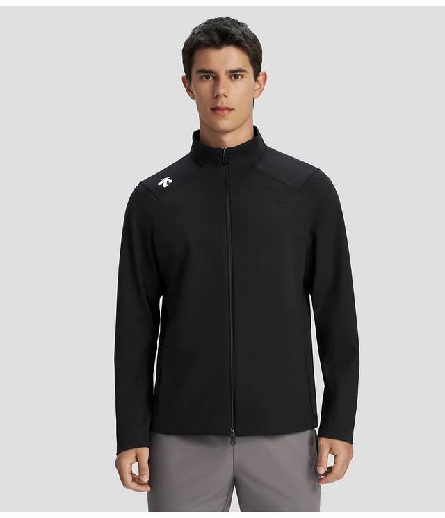 Model + Details, Descente Men's Stand-Up Collar Jacket. This spring Descente Tra