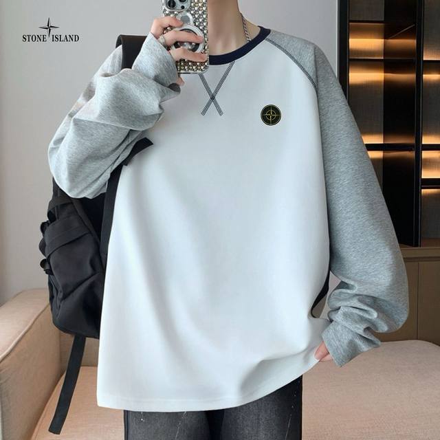 Stone Island Overseas Edition 25Ss New Two-Color Lazy Style Loose Couple Sweatsh