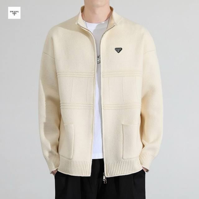 Prada's new tri-color Ulzzang brushed striped knit jacket for the 2025 edition!