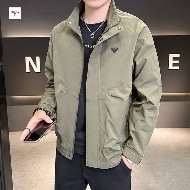 Prada's new, trendy, three-color workwear jacket from the overseas edition of th