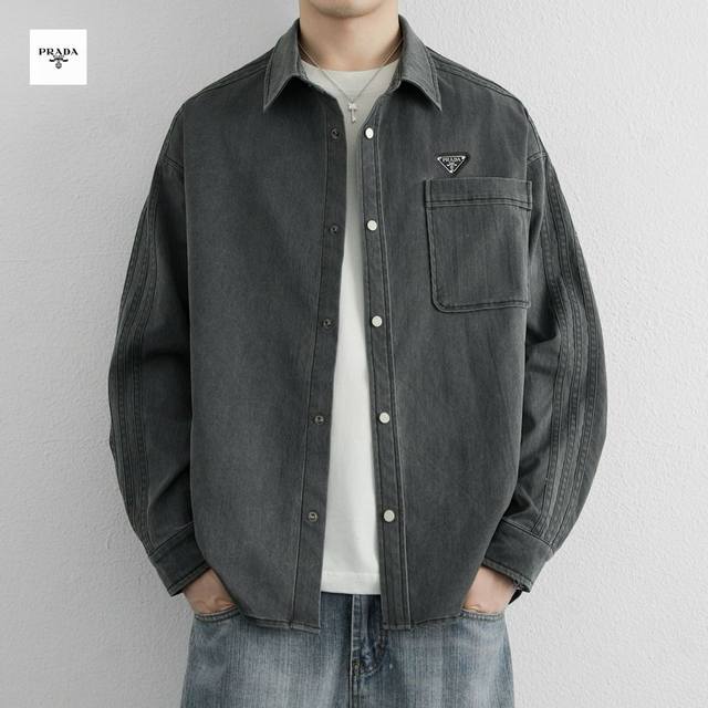 prada Prada overseas version 25Ss new two-color heavy washed old workwear long-s