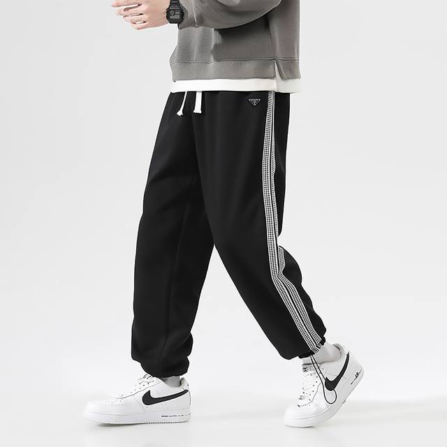 High quality Prada 25Ss autumn two-color sports casual sweatpants Pants with lo