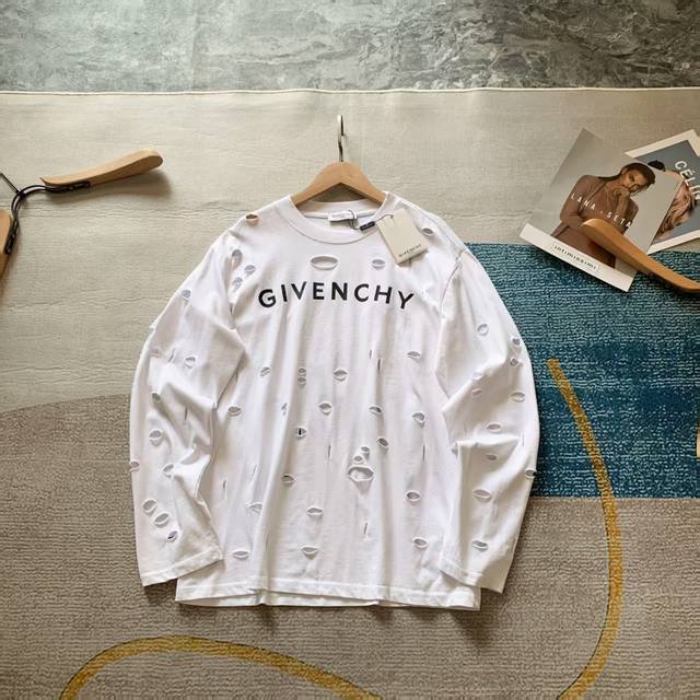 Heavy-duty ripped style Givenchy Gvc small letter print ripped sweatshirt A must