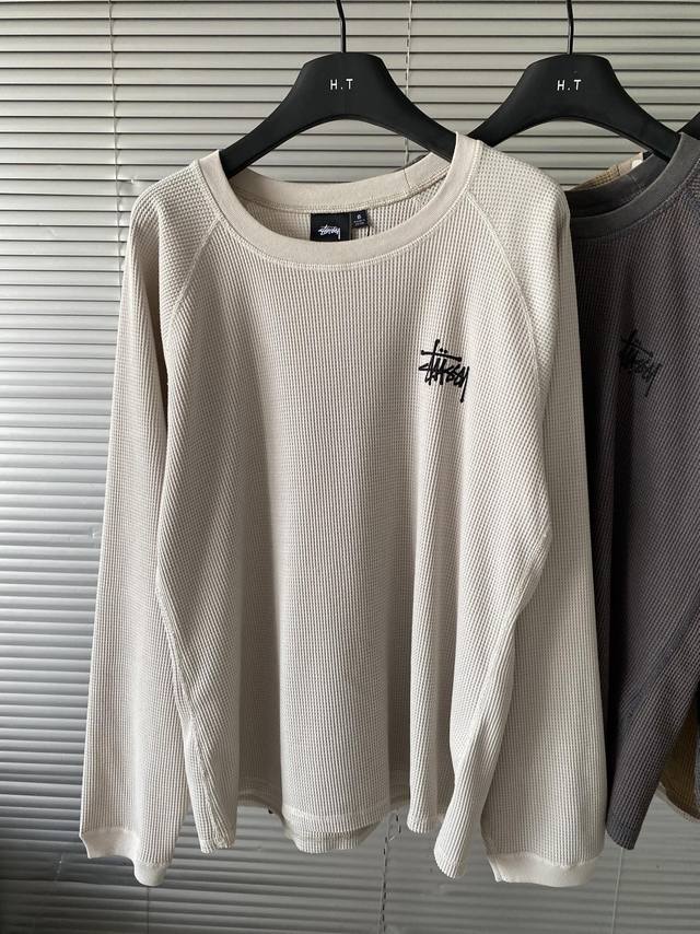 Stussy Autumn Collection Logo Design, raglan sleeve, waffle long-sleeved, Americ