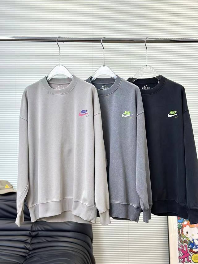 Nike colorful hook loose casual versatile round neck sweatshirt Unisex washed "p