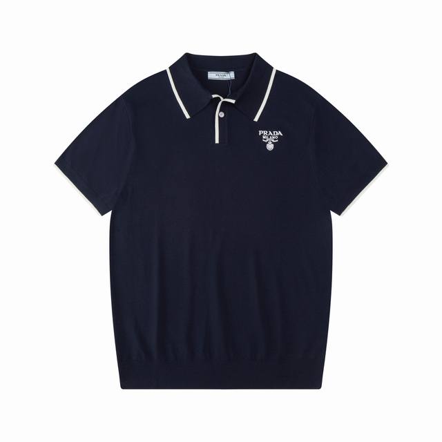 Rada Prada's new spring and summer knitted stretch lapel T-shirt, men's fashiona