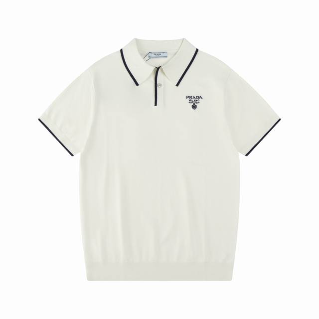 Rada Prada's new spring and summer knitted stretch lapel T-shirt, men's fashiona
