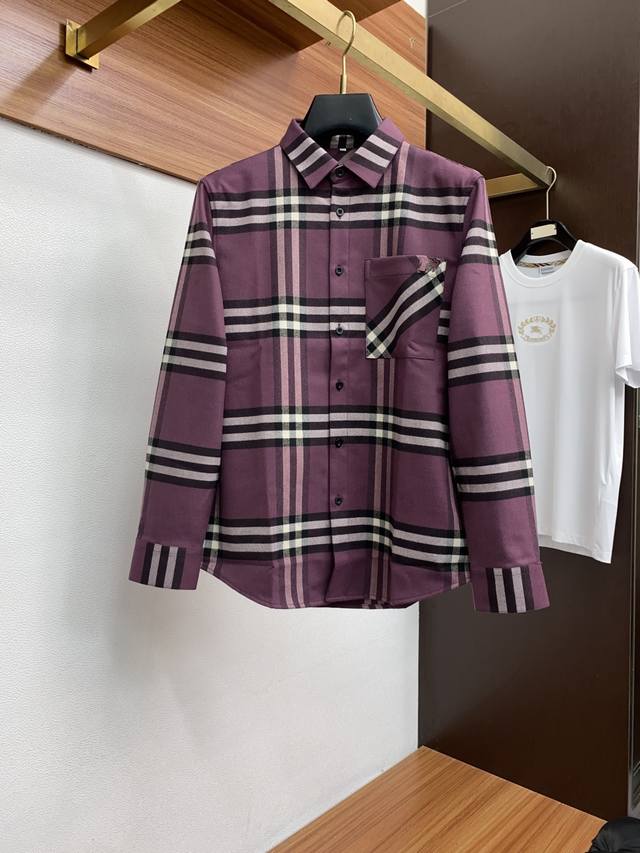 Burberry 2025 Men's Suede Shirt, a slim-fit business casual shirt! Perfect for b