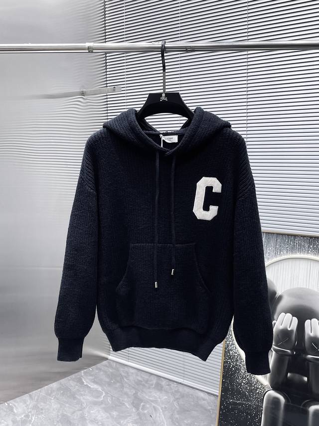 Celine's new 2025Ss wool blend long-sleeved hooded sweater, a high-end version!