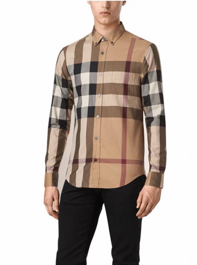 B men's plaid long-sleeved shirt, made of pure cotton fabric, soft and breathabl