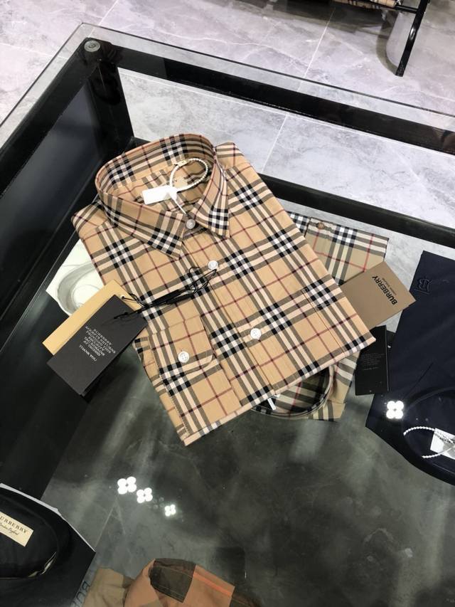 B Men's Classic Small Check Shirt. Exquisite details and soft, comfortable cotto