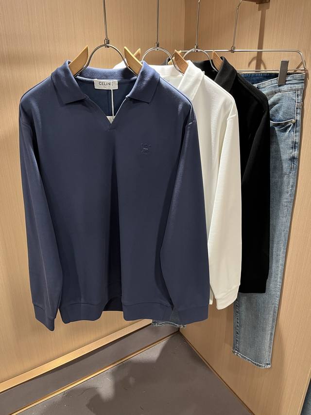 Celin* Celin 2025 autumn and winter new fashion casual long-sleeved polo shirt,