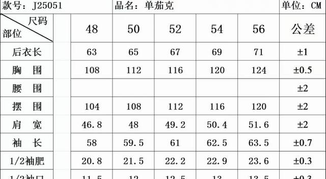 Dior jacket size chart 25051Fjl