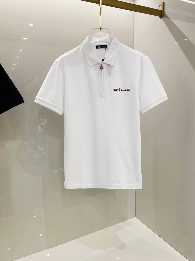 Kiton's new summer 2025Ss logo men's lapel polo shirt! A classic business style,