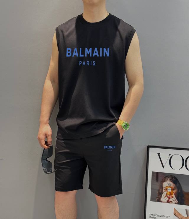 Balmain 2025 Spring/Summer new vest set, classic and simple style, anyone can e