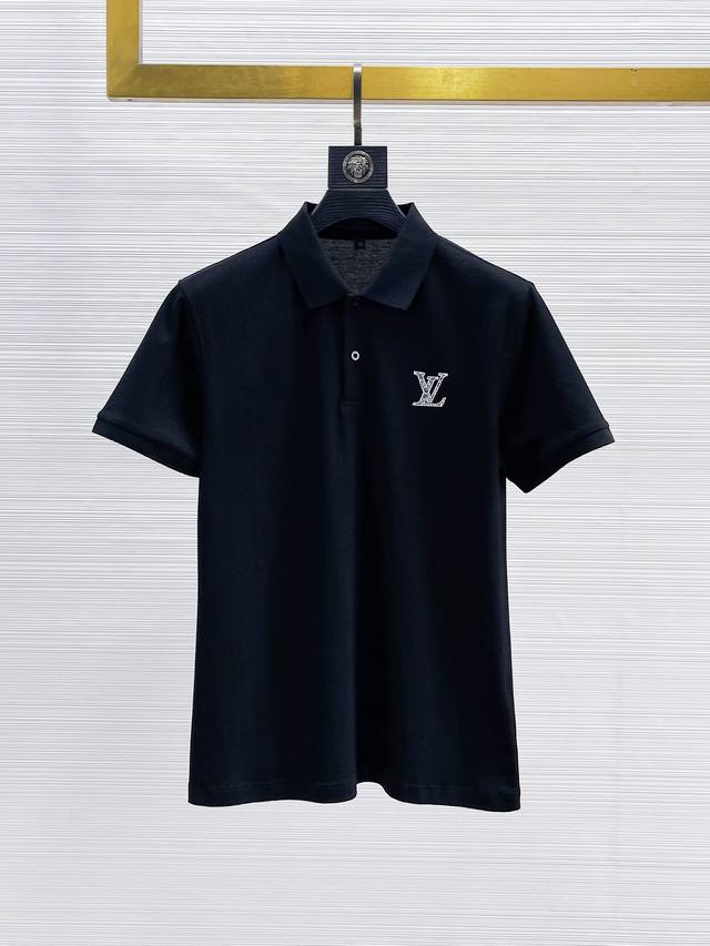 Lv 2025Ss new summer letter logo men's lapel polo shirt! A classic business men'