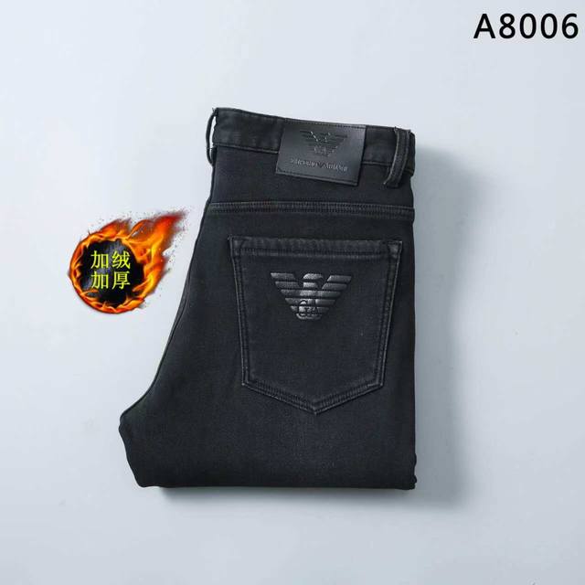 Thickened fleece jeans. Style: A8006 Armani. Sizes: 29-42. Composite fleece kee
