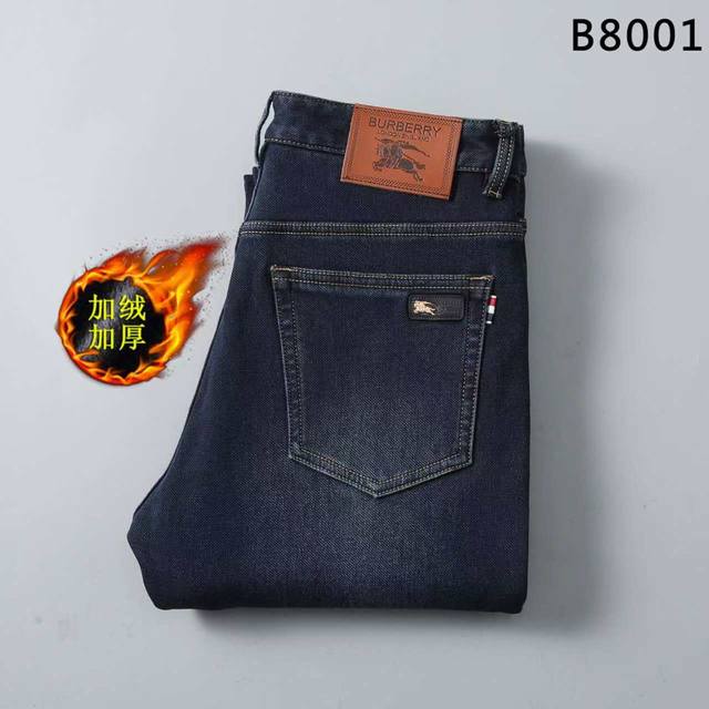 Thickened fleece jeans Style: B8001 Burberry Sizes: 29-42 Composite fleece, loc