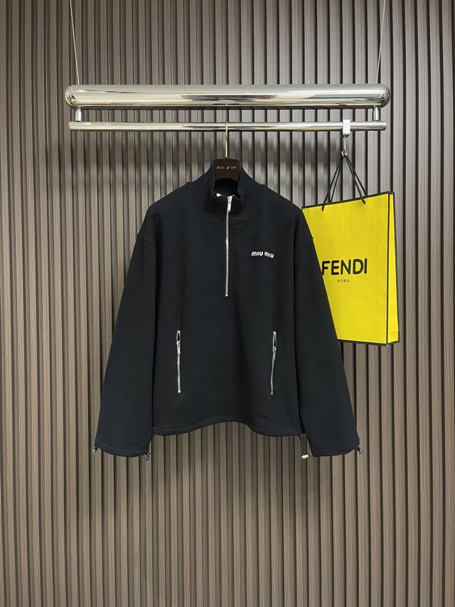 Miumiu half-zip turtleneck sweatshirt features a pure cotton fish-scale fleece b