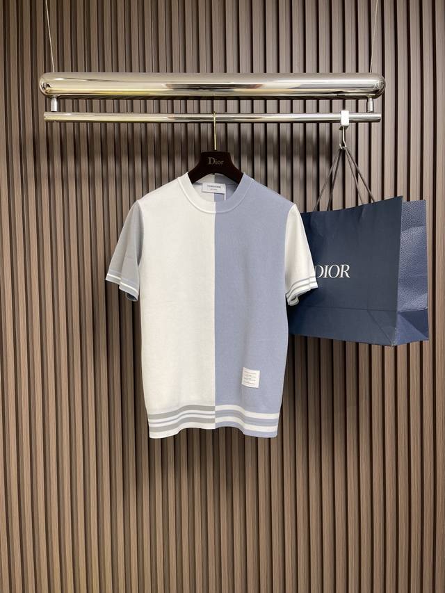 Thom Browne Tb 2025Ss limited edition left and right colorblocked round neck sho