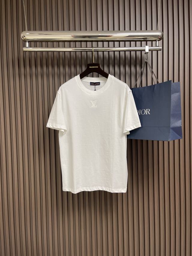 Lv logo-embossed short-sleeved T-shirt, custom-made from 270g of tight double ya