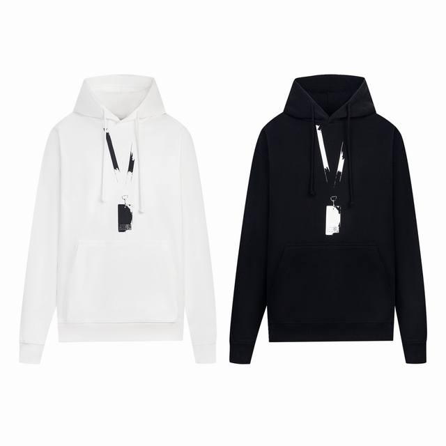 Maison Margiela pass badge drawstring pure cotton hooded sweatshirtPurchase the