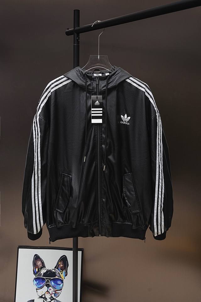 Style number: Tt2 Adidas Originals Adidas Trefoil new hooded leather jacket thr