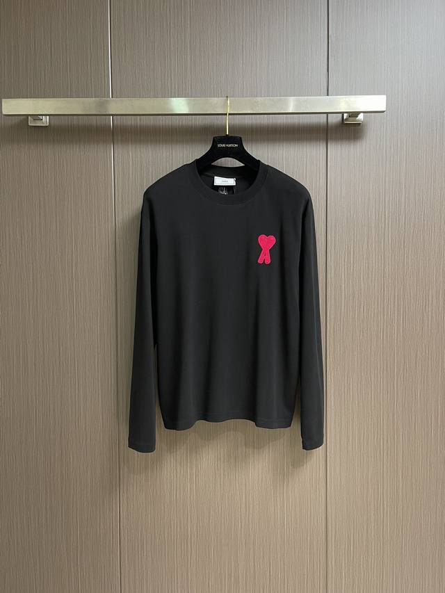 Ami 2025Ss classic embroidered round-neck long-sleeved T-shirt, a simple masterp